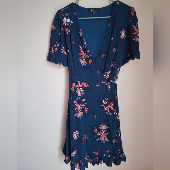 Lulus Dresses & Skirts - Lulus teal blue floral wrap dress